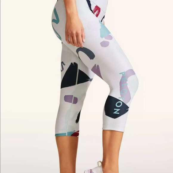 Peloton X WITH Modern High Waist Capri Leggings Teal White Purple Size XS - Picture 8 of 16